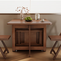 Table à manger pliante moderne en bois massif, table de cuisine extensible à feuilles rabattables, mobilier de salle à manger peu encombrant pour usage domestique