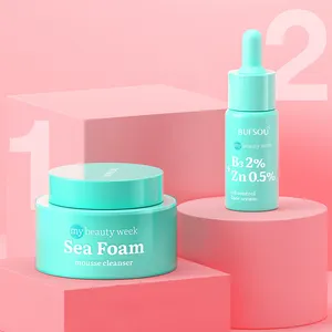 Marque privée Vente en gros Ensemble de soins de la peau Nettoyant en mousse d'aloès Nettoyage en profondeur en douceur Sérum éclaircissant et hydratant anti-âge pour le visage