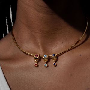 Breloque pendante en cuivre doré poli avec perle cylindrique miniature et <span class=keywords><strong>pierre</strong></span> incrustée, bijoux du zodiaque à douze signes, bijoux du zodiaque personnalisés, OEM - Product Image 2