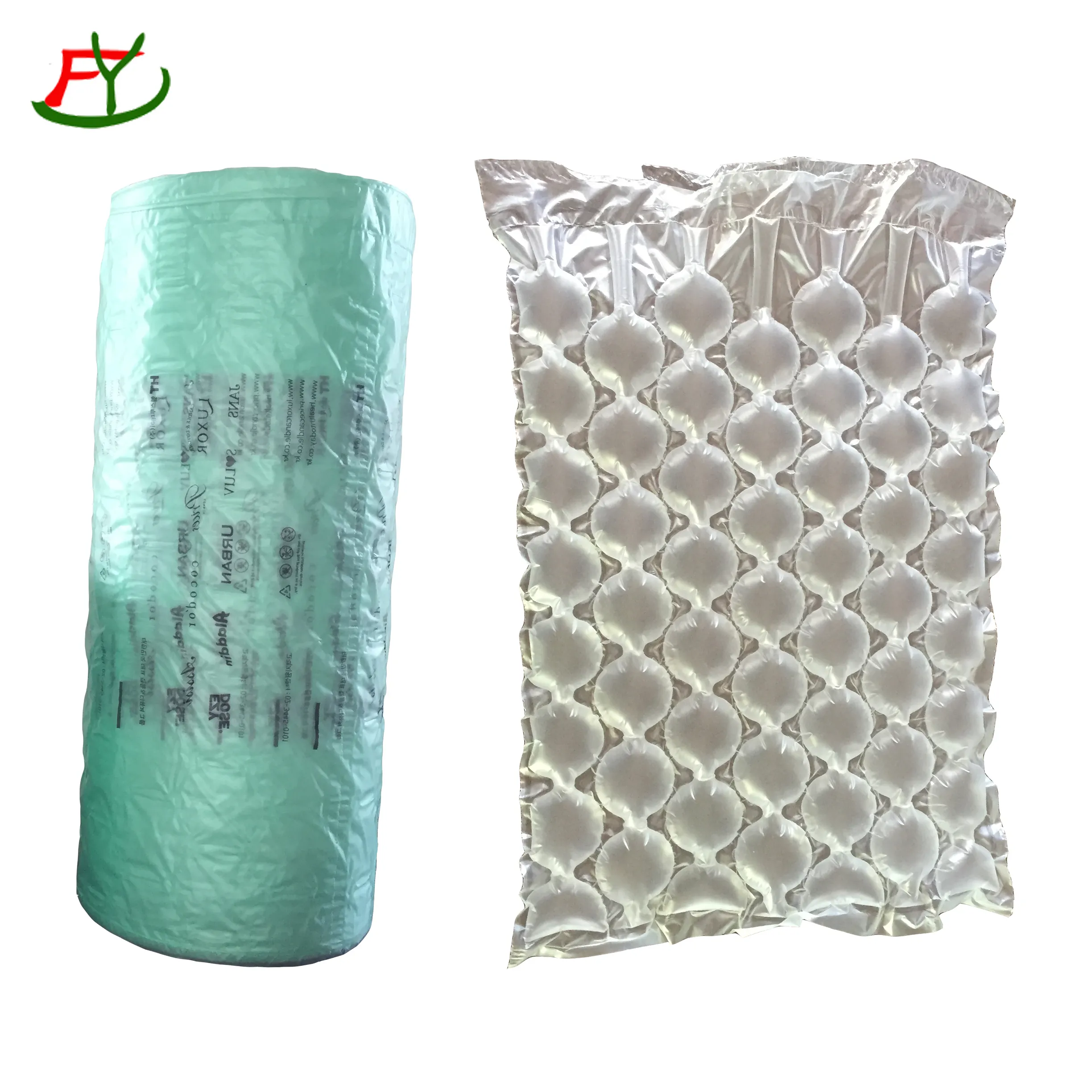 Plastic Shockproof Air Cushion Packaging Bag Inflated Gourd Shape Membrane Bubble Roll Wrap With Tear Line For Shipping