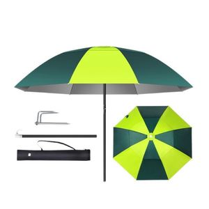 Parapluie de pêche individuel d'extérieur avec baleines en fibre de verre, poignée métallique, conception pliable en quatre sections, protection solaire et pluie, revêtement noir - Product Image 1