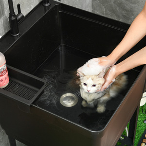 Lavabo Integrato Quadrato in Plastica dal Design Moderno, Lavandino Rinforzato per Uso Domestico, Ideale per il Bagno degli Animali e l'Uso in Balcone - Product Image 5