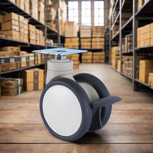 Hospital Médico Central Bloqueio Giratório Rodízio Placa Superior 3 4 5 Polegada TPR Rodas Duplas De Borracha De Aço Plástico ABS OEM Suportado - Product Image 2