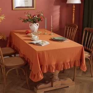 Stone Washed Flounce Customizable Size Linen <b>Tablecloth</b> for Hotel Dining Rooml Linen Table Cloth Wholesale - Product Image 2