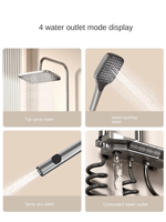 Ensemble de douche thermostatique noir et or pour hôtels, avec barre coulissante, affichage numérique unique, jets pluie/massage, céramique, eau chaude/froide pour salle de bain