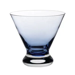 Kristal Biru dan Hitam Buatan Tangan Grosir Bar Stemless Cocktail Gelas Martini