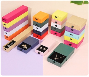 Wholesale Plain Cardboard Drawer <b>Box</b> <b>Black</b> Sponge Lining Jewelry <b>Box</b> for Earring Ring Bracelet Necklace with Customized Logo - Product Image 1