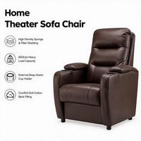 Fauteuil de massage et de pédicure en cuir PU de qualité supérieure, couleur marron foncé, avec porte-gobelet, idéal pour home cinéma et hôtels