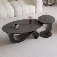 Nouvelle table basse ovale en dalle de roche, style luxe léger et moderne, pour salon, table à thé domestique, combinaison de tables d'appoint