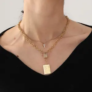 Collana con ciondolo alla moda con gioielli senza appannamento placcato Pvd in oro 18 carati collana con gioielli impermeabili in acciaio inossidabile per le donne