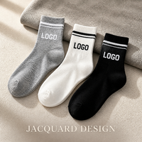 Chaussettes en coton personnalisées avec logo, vente en gros, rayures colorées, jacquard, tricot côtelé