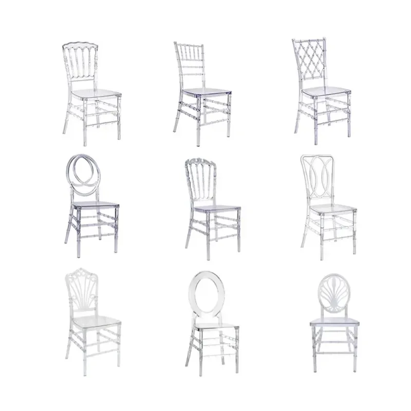 Wholesale Customized Design PP Plastic Clear Banquet Ghost Acrylic Transparent Chiavari Wedding Dining Chair