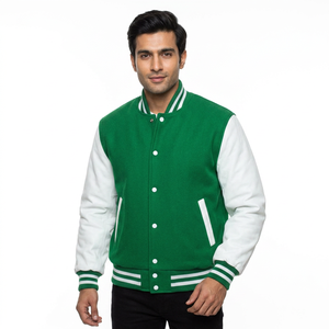 Blouson universitaire personnalisé 2026 de haute qualité en cuir véritable et laine tricotée, avec manches de baseball matelassées pour l'hiver – Produit en gros - Product Image 1