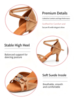 Chaussures de danse latine pour femmes, à bout ouvert, à lanières, à talons hauts, pour la pratique et les spectacles de salsa, tango, bachata