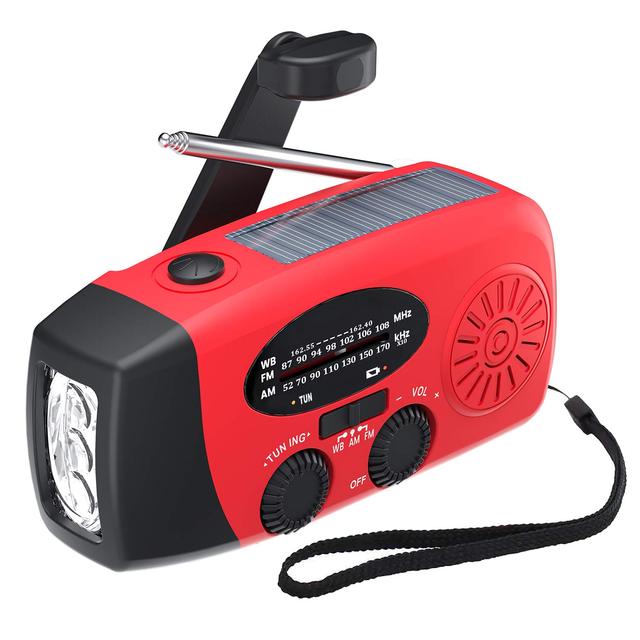 2000mAh Solar Hand Crank Power Bank Plus Weather Radio AM/FM NOAA with Phone Charger & Flashlight