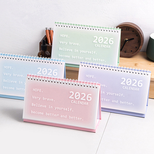 <span class=keywords><strong>PVC</strong></span> Bìa 2026 Phong cách tươi lịch đục lỗ thẻ máy tính để bàn trang trí Memo Gradient màu Tiếng Anh phiên bản lịch - Product Image 1