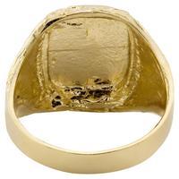 Großhandel Goldfarbener Strukturierter Ring mit Gravurfläche Unisex Vintage Geschnitzter Ring Maßgefertigter Statement-Fingerschmuck
