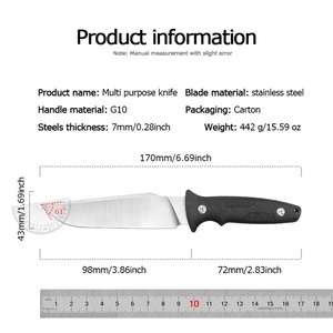 Cuchillo de Camping de Alta Calidad Marca HK, Hoja de Acero Inoxidable con Mango G10, 305 mm de Longitud Total, Portátil para Uso en Exteriores, OEM/ODM - Product Image 2