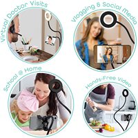 Anneau lumineux universel pour téléphone, avec support à col de cygne de 24 pouces, Kit d'éclairage et de support pour Selfie, influenceur Social, en direct
