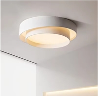 Plafonnier LED moderne à double couche pour chambre à coucher Diffuseur acrylique rond en acier au design simple avec base en fer IP44