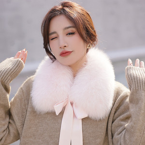 Real Fox Fur Collar With Removable Ribbon Winter Luxury Fur <b>Scarf</b> Women Men Coat Jacket Neck Warmer Accessories - Product Image 2