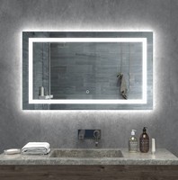 Miroir intelligent LED avec éclairage tactile sans cadre BATHNOLOGY pour hôtel et maison, miroir LED anti-buée avec miroir de salle de bain
