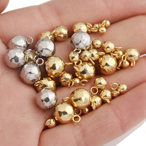 Cuentas facetadas de acero inoxidable chapadas en oro de 18k, colgante de un solo lazo, accesorios de joyería para pulseras y collares DIY. - Product Image 2