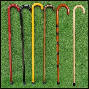 Bâton de marche unique en bois massif, monobloc, avec patin antidérapant, pour la marche et le soutien des seniors - Product Image 4