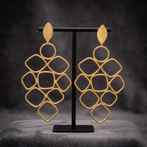 Boucles d'oreilles géométriques classiques en laiton plaqué or 18K/24K, rhodium et platine, unisexes - Product Image 2