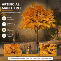 Arbre d'érable artificiel éclairé par LED, 4x5m, grandes feuilles jaunes d'automne, personnalisable pour la décoration commerciale design