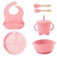 Ensemble d'alimentation pour enfants en silicone de qualité alimentaire sans BPA, accessoires pour bébés, assiette et bol pour enfants personnalisés en usine avec ensemble de vaisselle