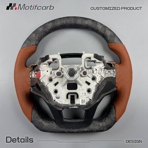 Volante Personalizado de Fibra de Carbono Mate con Empuñaduras de Cuero Marrón para Ford Explorer ST ST-Line King Ranch 2020-2027 - Product Image 5
