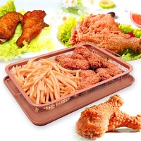 Plateau à légumes en cuivre Plateau de cuisson antiadhésif avec panier à griller à mailles surélevées Ensemble de 2 pièces