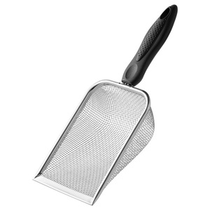 Stainless Steel <b>Cat</b> <b>Litter</b> Scoop With Black Handle Fine Mesh Rectangle Shape For Pet Waste Cleanup - Product Image 3