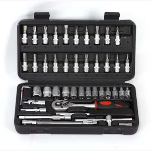 KAFUWELL 46pcs Auto Repair Tools Socket Wrench Set 1/2 Standard And Metric Multifunction Hexagon Box