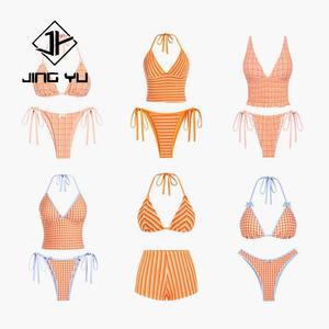 Bikini Personalizado con Etiqueta de Logotipo Metálico, Bikini de Cintura Alta, Traje de Baño Personalizado, Ropa de Playa con Estampado, Conjunto de Bikini de Dos Piezas con Tiras 2025 - Product Image 4