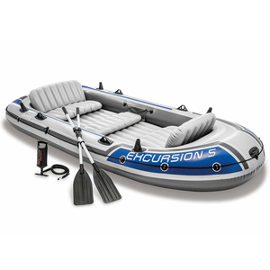 B08 <span class=keywords><strong>Intex</strong></span> 68325 Ensemble de <span class=keywords><strong>bateau</strong></span> de pêche gonflable <span class=keywords><strong>Excursion</strong></span> Kayak gonflable pour <span class=keywords><strong>5</strong></span> personnes avec pagaies et pompe - Product Image 1