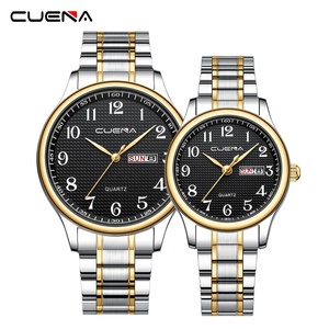 นาฬิกาคู่รัก Cuena 6103 รุ่นยอดนิยม หน้าปัดแสดงวันที่ ขนาด 43 มม. ตัวเรือนโลหะผสม สายสแตนเลส กันน้ำ 3BAR - Product Image 2