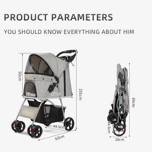 कुत्ते और बिल्ली के आउटडोर उपयोग के लिए कार्बन स्टील 4-व्हील फोल्डेबल पालतू - Product Image 2