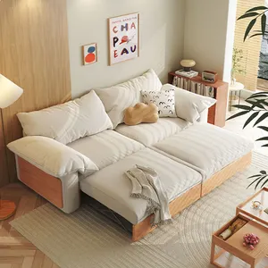 Диван-кровать из массива дерева, японский раскладной диван с Кремовым ветром, небольшой бытовой диван для гостиной с ушками слона