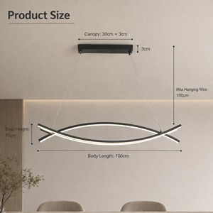 Modern Pendant <b>Light</b> Metal Acrylic Curved Linear Led Tricolor Dimmable Remote For Indoor <b>Dining</b> Room Kitchen Island - Product Image 4