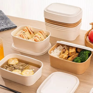 Ciotola di carta personalizzata <span class=keywords><strong>per</strong></span> insalata quadrata <span class=keywords><strong>usa</strong></span> <span class=keywords><strong>e</strong></span> <span class=keywords><strong>getta</strong></span> ciotola di carta Kraft addensata 24 Oz ciotola di carta Kraft <span class=keywords><strong>per</strong></span> campeggio Bento insalata di frutta - Product Image 2