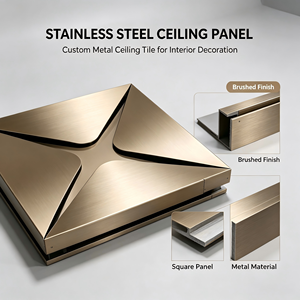 Système de dalles de plafond en acier inoxydable 3D personnalisé, panneau métallique géométrique, revêtement de plafond décoratif pour hôtel, bureau - Product Image 1