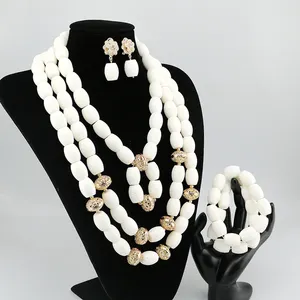 女性新娘珊瑚珠珠宝套装Sinya高品质非洲项链耳环套装奢华尼日利亚婚礼派对基督教