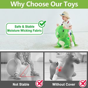 Jouet à chevaucher en peluche Dinosaure Triceratops rebondissant pour enfants, idéal pour les tout-petits garçons et filles, à utiliser en intérieur et en extérieur, cadeau pour tous les âges - Product Image 4