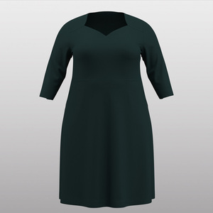 Abito Trendy 2025 Verde Smeraldo Scuro con Scollo a V, Maniche 3/4, Vestibilità Comoda per Ufficio, Casual, Riunioni e Tea Time - Product Image 3