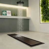 Drain de sol linéaire invisible gris bronze certifié CE en SUS304, 60 cm, anti-odeur, moderne, pour cuisine, extérieur, sous-sol, douche, salle de bain