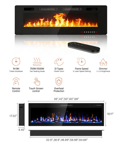 <span class=keywords><strong>Chimenea</strong></span> eléctrica clásica de 48 pulgadas con repisa, efecto de llama realista, 1500W de potencia de calefacción, para decoración de sala de estar y dormitorio. - Product Image 3