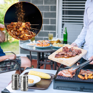 เครื่องปั่นเครื่องปรุงสแตนเลสสีดำเป็นมิตรต่อสิ่งแวดล้อมสำหรับใช้ในครัวโถบาร์บีคิวมีผงชูรสขวดโรยพริกไทยโลหะใช้ในครัวเรือน - Product Image 3