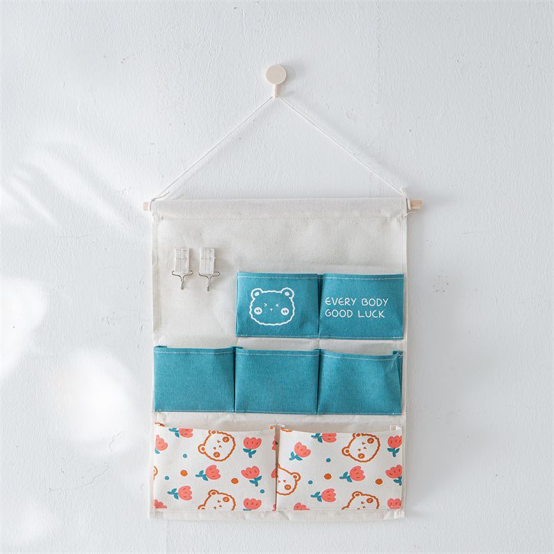 Bolsa colgante azul de siete bolsillos